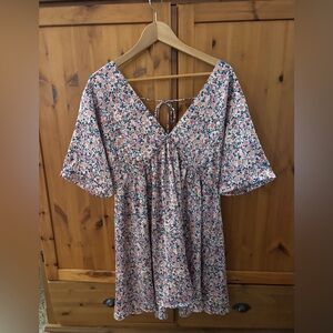 Floral Pink Dress with Tie Back